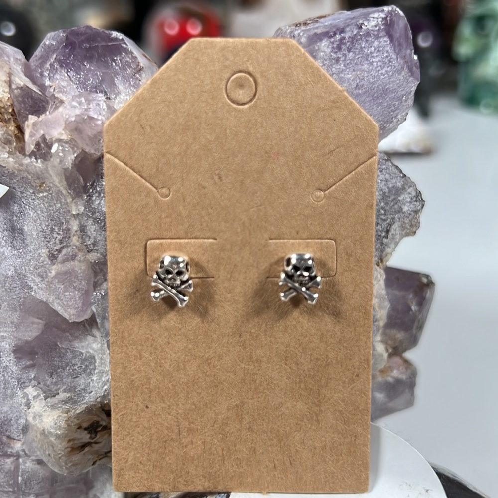 Solid Sterling Silver Skull Studs - image 2